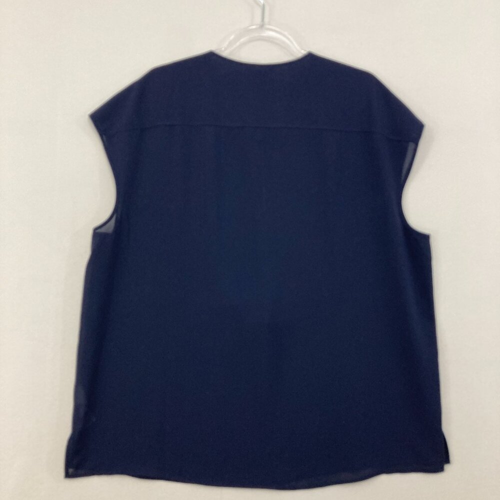 New J. Crew size 16 Tall Navy Keyhole Grosgrain Ribbon Preppy Blouse Office - Picture 11 of 12